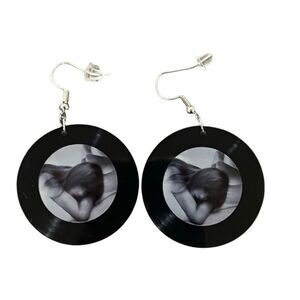 Taylor Swift Grey Black Record Fashion Earrings NEW Lightweight Resin